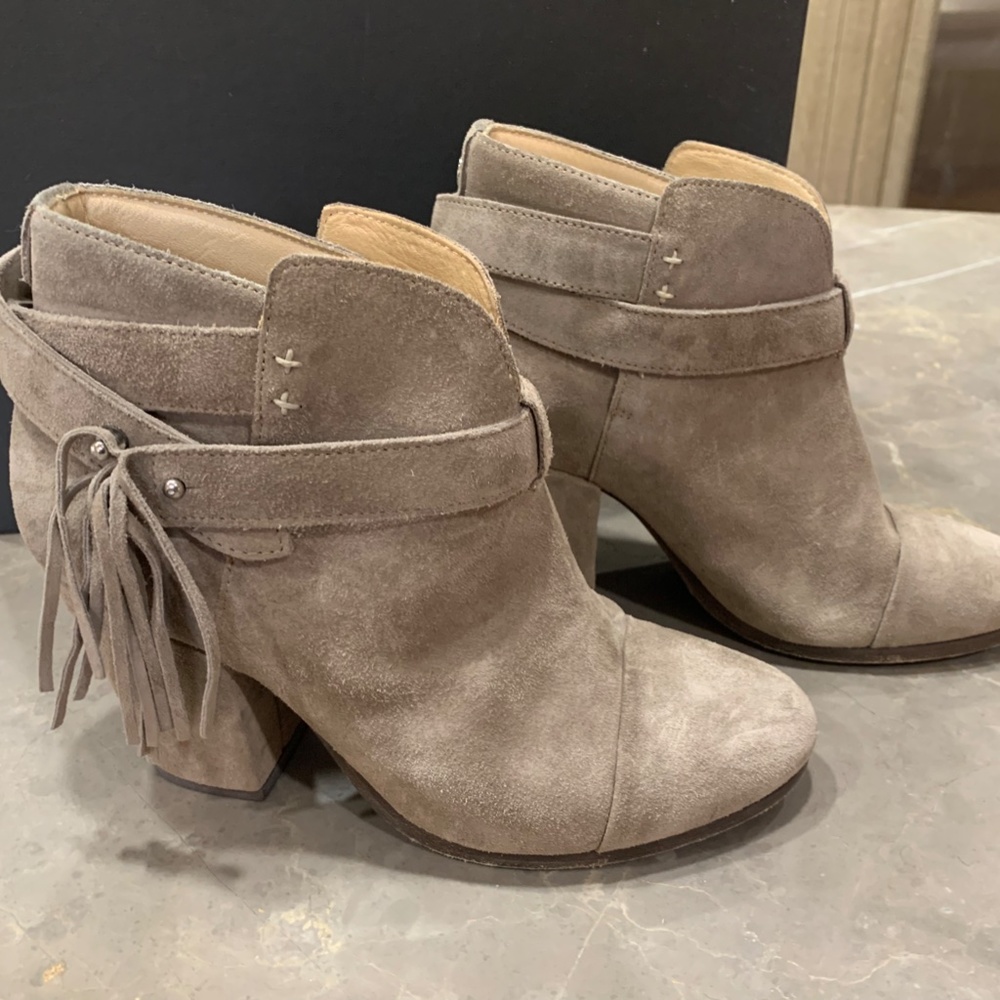 Rag & Bone Harrow Fringe Boots, Size 37, Warm Grey Suede - Picture 2 of 9